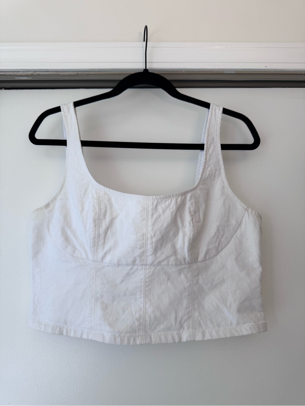 Banana Republic Factory White Linen Crop Tank Top